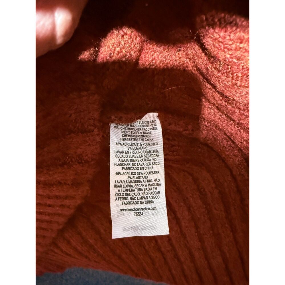 French Connection Rust Orange Cropped Ribbed Knit Sweater Medium - Picture 4 of 5